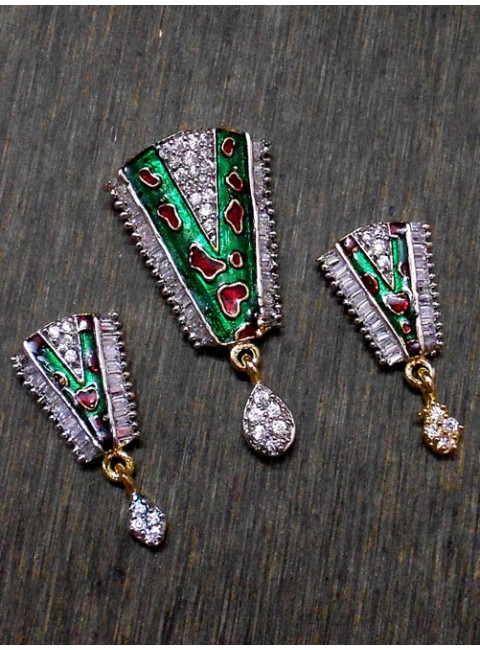 CZ Pendant With Earrings